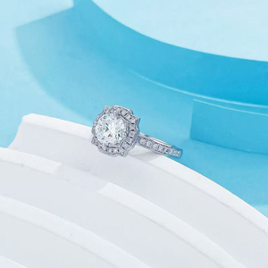 Bague de fiançailles <span class=keywords><strong>solitaire</strong></span> de luxe en platine PT950 à quatre griffes avec diamant de laboratoire et or massif - Product Image 4