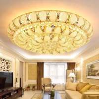 Plafonniers LED ronds en cristal pour salon et chambre, design luxueux, grandes luminaires dorées