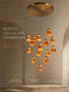 Titan-Gold Kristall-Treppenhaus-Kronleuchter <span class=keywords><strong>LED</strong></span>-Pendelleuchte Schmiedeeisen Decken-Hängelampe für Eingangshalle - Product Image 3
