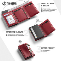 Dompet Pop Up RFID Kulit dengan Penutup Aluminium, Tempat Kartu Kredit, Dompet Kartu Bisnis, Logo Custom, Warna Baru