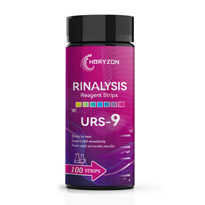 Bandelettes de test urinaire HORYZON URS-9 9-en-1, réactif d'analyse urinaire manuel, certification CE/ISO, leucocytes, nitrites, 100 bandelettes/flacon - Product Image 3