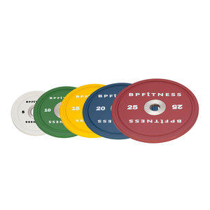 Ensemble de disques de musculation olympiques personnalisés en caoutchouc uréthane avec logo pour la marque et le marketing des salles de sport et studios commerciaux - Product Image 1