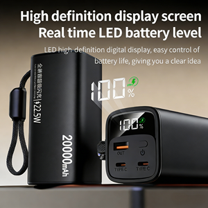 <span class=keywords><strong>แบตเตอรี่</strong></span>สำรองพกพาความจุสูง 20000mAh ชาร์จเร็ว พร้อมหน้าจอ LED แสดงผล <span class=keywords><strong>แบตเตอรี่</strong></span>ลิเธียมโพลิเมอร์ <span class=keywords><strong>สาย</strong></span>ชาร์จ Type-C ในตัว - Product Image 1