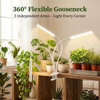 Lampe de culture micro-écologique d'intérieur à 3 têtes, à clipser, 360° °   Lampe décorative pour plantes d'intérieur à col de cygne rotatif avec minuterie et variateur d'intensité