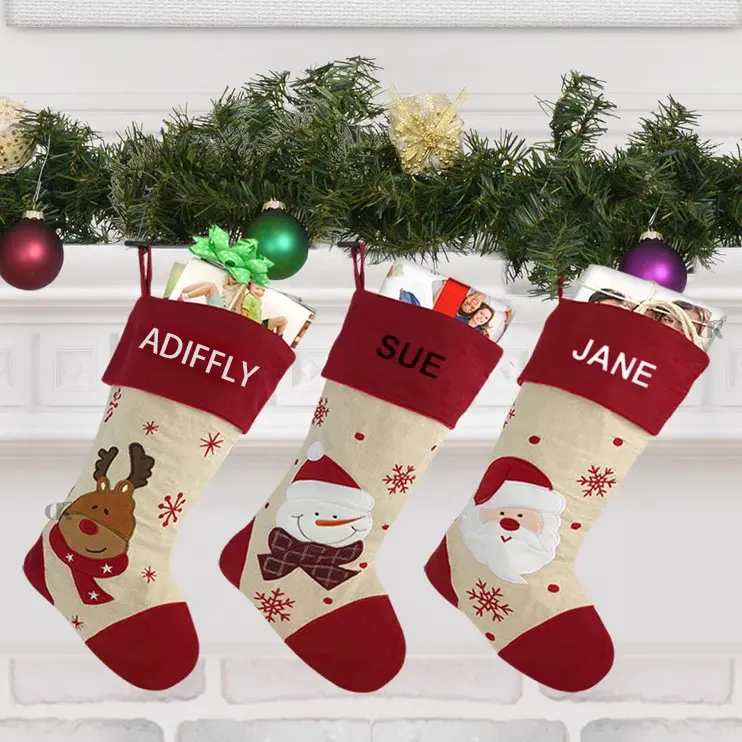 Custom Xmas Decoration Christmas Card Hold Stocking Cartoon Candy Socks Christmas Gifts For Kids Stockings Christmas