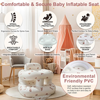 Siège gonflable pour bébé |   Siège de sol portable pour bébé, chaise gonflable pour nourrissons de 3 à 36 mois, maison et voyage - Ours brun