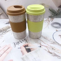 Cangkir Kopi Kustom Portabel Wanita Kreatif Portabel Kristal Berlian Imitasi Berlian Bling Perjalanan Cangkir Air Bambu Cangkir Kopi Kustom