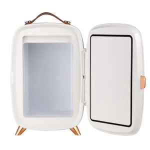 Mini 6L Mirrored Leather Carry Handle High End Mini Fridge Portable Mini Fridge Refrigerated Mini