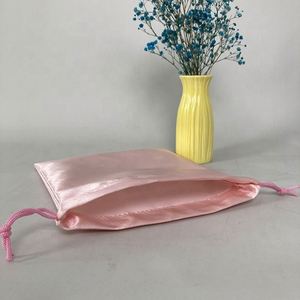 Sac seau à cordon en satin de soie personnalisé Petit sac à cordon en soie à cils en satin avec logo personnalisé Sac à cordon en satin avec logo personnalisé - Product Image 6
