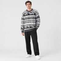 Pull en tricot jacquard personnalisé pour homme, motif nordique, col rond, tricotage en laine d'hiver, fabricant OEM