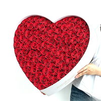 Vente flash - Boîte cadeau de fleurs éternelles artisanales avec 99 roses préservées pour la fête de Thanksgiving, Noël ou la décoration d'événements