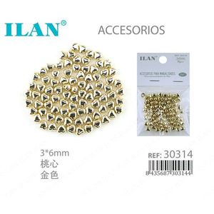 ILAN Metal Peach Heart Studs 3x6mm Gold For Craft Jewelry Making Accessories - Product Image 1