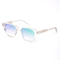 Lunettes de soleil rétro carrées à monture transparente avec verres dégradés et protection UV400 pour un usage quotidien unisexe et les trajets domicile-travail