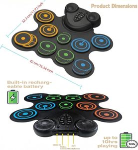 Set di Batteria Elettronica con 9 Pad, Jack per Cuffie, Bacchette, Pedali e Batteria Ricaricabile Integrata per Bambini e Principianti - Product Image 6