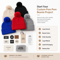 Gebreide muts met opdruk, pompon, boord, winterwarm, unisex, acryl, met aangepaste logo-patroon van de fabrikant.