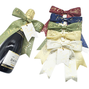 Factory Direct Custom Branding Packaging Set: Printed Satin Ribbon + Pre-tied Bow + Adhesive Thank You <b>Card</b> for Gift Box - Product Image 1