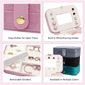 Wholesale Luxury Velvet Jewelry Box Rectangle Jewelry Organizer <b>Storage</b> <b>Rings</b> for Earrings Necklace Lipstick Premium Jewellery - Product Image 3