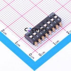 EM-08KP DIP Switch SMD-16P,6.3x21.3mm Switch Flat Toggle, Raised Type Single Pole Single Throw 8 2.54mm - Product Image 1