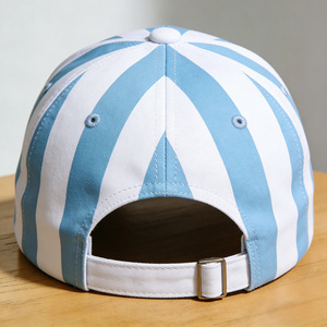 Gorra de Béisbol Deportiva Unisex de 6 Paneles, Personalizable con Logotipo Bordado, Diseño de Rayas Verticales Azul Claro, Transpirable, de Algodón - Product Image 2