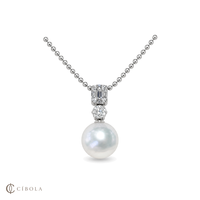 Collier pendentif en or massif 18 carats avec diamant baguette et perle blanche des mers du Sud australiennes, qualité AAA, ronde, 13-14 mm, éclat subtil, bijoux raffinés