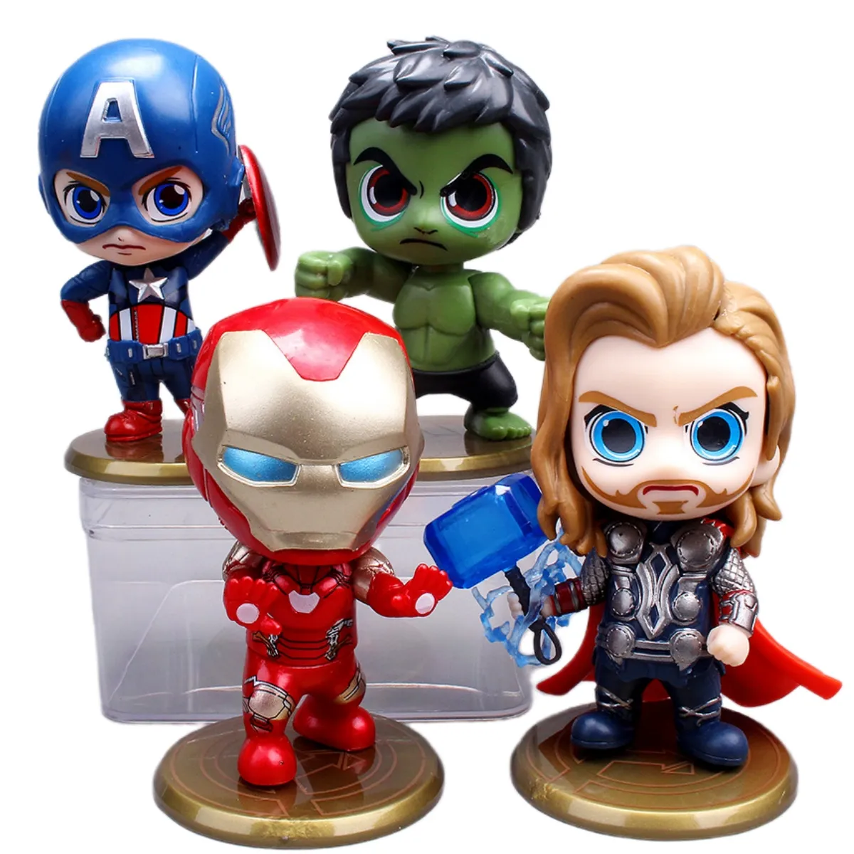 4 unids/set Marvels Q versión Hulks Iron-Man PVC muñeca niños juguetes pasatiempos resina artesanía figuras de acción decoración del hogar