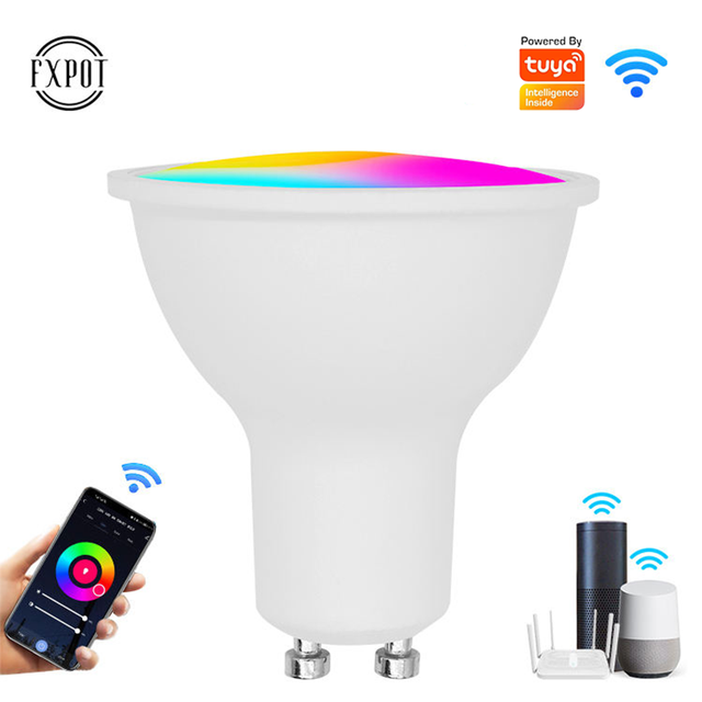 FXPOT Modern RGB CCT Dimming Smart LED Spotlight Alexa & Google Home Compatible GU10 GU5.3 Base PC Material WiFi Indoor Use