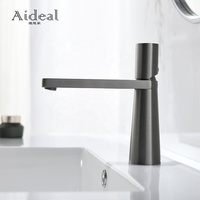 Pistolet brossé de haute qualité gris mitigeur d'eau chaude et froide robinets de lavabo de salle de bain noyau de vanne en céramique contemporaine