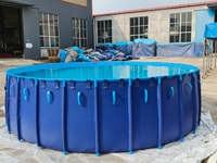 Bassin d'aquaculture extérieur à installation facile, rond, en toile PVC, avec cadre, pour le stockage d'eau en aquaculture
