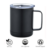 Mug isotherme portable en acier inoxydable à double paroi de 12 oz avec poignée, idéal pour le camping et les voyages, maintient au chaud pendant 6 à 12 heures