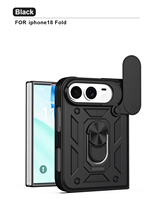 Coque de protection pour iPhone 18 DUO Fold avec anneau métallique, support magnétique, protection d'objectif, couverture coulissante pour caméra à 360 degrés, en TPU et PC.