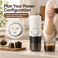 Machine à expresso électrique portable blanche avec porte-café moulu et porte-capsules, cafetière de voyage avec logo personnalisé OEM