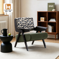 Sillón de Salón de Terciopelo, Estilo Moderno de Mediados de Siglo, Estructura de Madera Maciza, Sillón Acolchado para Descanso