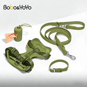 Hondenhalsband, riem, tuigje en vest van PVC, verstelbaar, zacht, makkelijk schoon te maken, anti-trek, geschikt voor kleine, middelgrote en grote hondenrassen, nieuw van de fabrikant. - Product Image 1