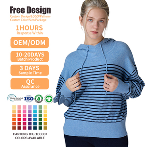 Sweat-shirt à capuche en tricot personnalisé avec manches lanternes et broderie en forme de cœur, en laine mérinos RWS douce et cachemire pour femmes - Product Image 2