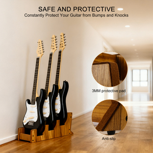 Supporto per Chitarre Multipli a 3 Posti in Legno, Espositore per Palco, Marca DEDO, in Noce Nero Ecologico, per <span class=keywords><strong>Chitarra</strong></span> Elettrica e Basso MA-32B - Product Image 4