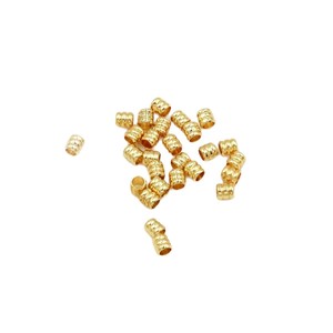 Cuentas de Barril de Tres Capas de Cobre Chapado en Oro de 18k D162, Accesorios de Joyería DIY - Product Image 5