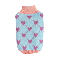 Nouvelle Collection : Gilet Pull Col Roulé en Fibres Acryliques Tricotées pour Petit Chien, Motif Cœur, Chaud Hiver