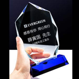 ADL personalizzato Sandblasted Blue Flame sport trofeo di cristallo incisione/stampa UV nuovo stile Love Theme Award per l'annuale - Product Image 1