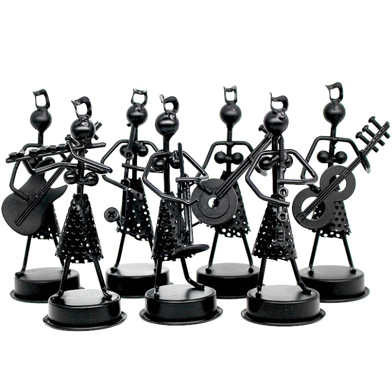 Figuras de metal para decoração de mesa, conjunto de presente para decoração de artesanato de metal com instrumento de lembrança, figura de ação