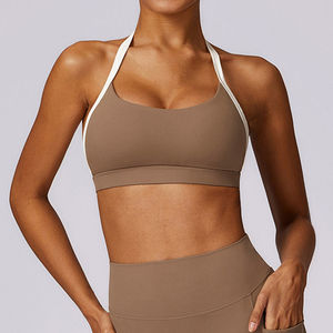 HONFIT Custom Halter <span class=keywords><strong>Sports</strong></span> Bra Manga Longa Colheita Top Correndo Leggings Quick Dry Seamless Fitness Roupas 2 Peça Set para As Mulheres - Product Image 2