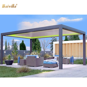 Bioclimatic Pergola Electric Retractable Louvered Roof with Zip Screen and Glass Wall Supply Hardtop LED <strong>Lights</strong> <strong>Gazebo</strong> <strong>for</strong> Patio - Product Image 6