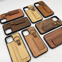 Set Hadiah Kayu Ceri Polos Berukir dan Dicetak, Casing Ponsel Kayu Keras Alami Walnut Bambu untuk iPhone 14 Pro Max
