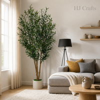 Arbre d'olivier artificiel de 210 cm de haut, feuilles vertes grises réalistes avec fruits, plante artificielle en pot pour villa, hôtel, salon