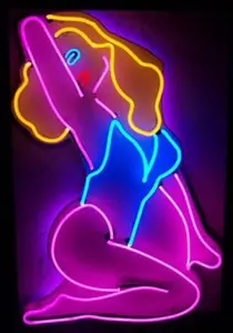 Customized Neon Electronic Sign Sexy Lady Girl Signs Face Led Body High Heel Naked Lady For Shop Party Advertisement