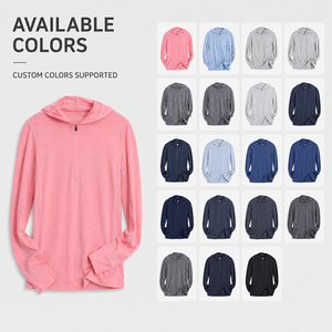 Sudadera con capucha de lana para mujer, de manga larga, con media cremallera, para exteriores, con logotipo personalizado, premium, cálida, suave, transpirable, para senderismo y trekking. - Product Image 4