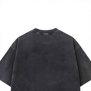 เสื้อยืดคอตตอนสีดำทรงโอเวอร์ไซส์คุณภาพพรีเมียมสำหรับผู้ชาย สั่งทำขายส่ง พิมพ์โลโก้ด้านหน้า คอกลม แขนสั้น สไตล์ลำลอง - Product Image 5