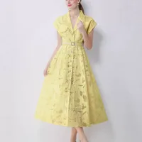 Robe en polyester à taille haute et coupe ajustée avec manches courtes, motif uni, pour femme de bureau, disponible en bleu, jaune, blanc, tailles M