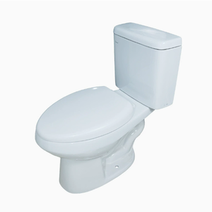 WC monobloc moderne en céramique blanc brillant avec chasse double, cuvette en céramique écologique pour salle de bain d'hôtel - Product Image 2