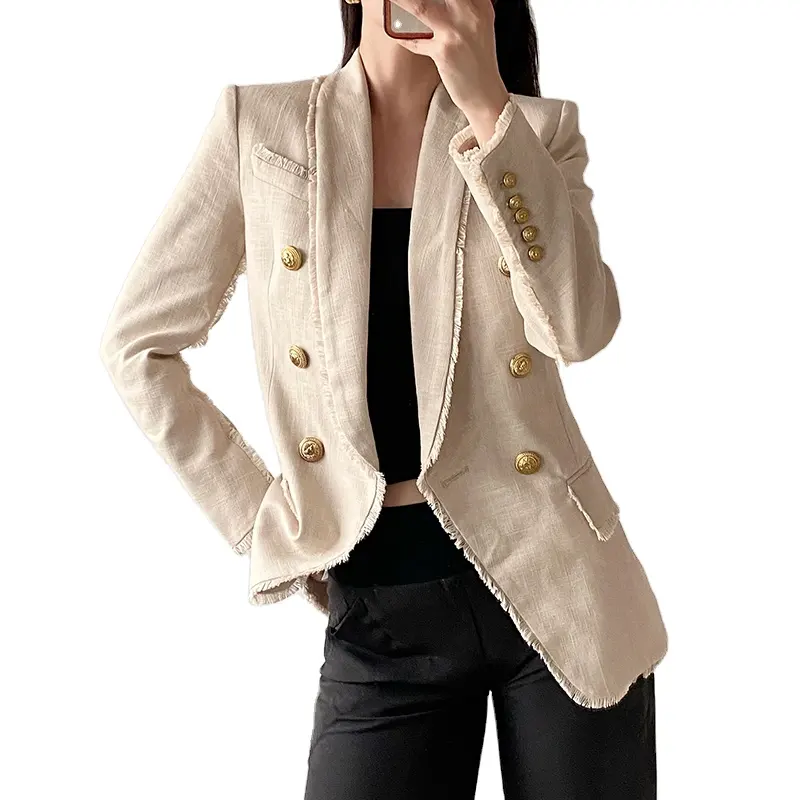 Blazer casual feminino, casaco jaqueta de luxo slim fit com borda cruzeira, estilo casual, 2013