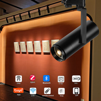 Spot LED sur rail moderne 24W avec zoom, angle réglable, puce COB en aluminium, base magnétique, AC110-240V, pour hôtels et magasins, CRI97 4000K